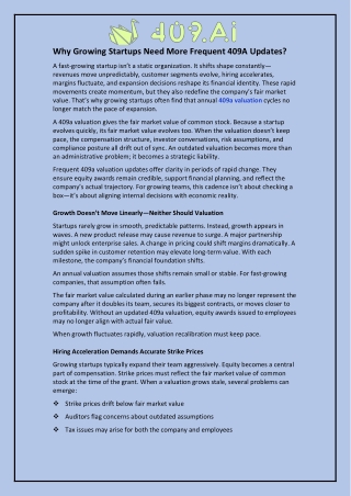 Why Growing Startups Need More Frequent 409A Updates?