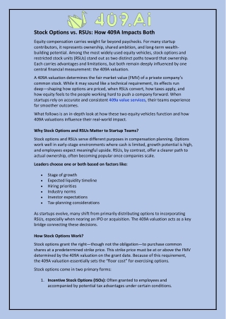 Stock Options vs. RSUs and How 409A Impacts Both