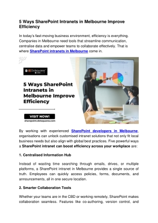 5 Ways SharePoint Intranets in Melbourne Improve Efficiency