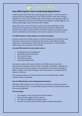 How 409A Impacts Future Fundraising Negotiations?
