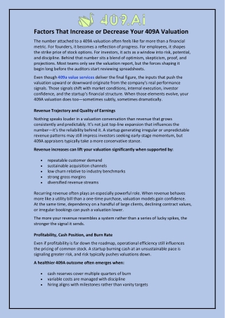 Factors That Increase or Decrease Your 409A Valuation