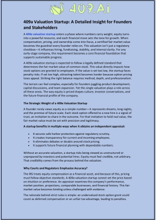 409a Valuation Startup: A Deep Analysis for Founders and Finance Teams