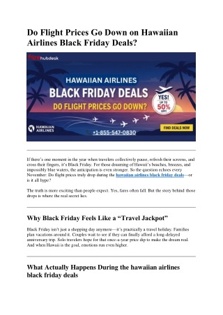 Do Flight Prices Go Down on Hawaiian Airlines Black Friday Deals