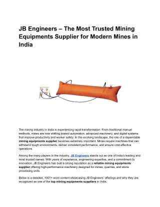 Mining Equipments supplier