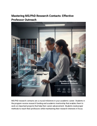 Mastering MS/PhD Research Contacts: Effective Professor Outreach