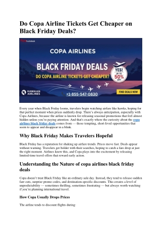 Do Copa Airline Tickets Get Cheaper on Black Friday Deals