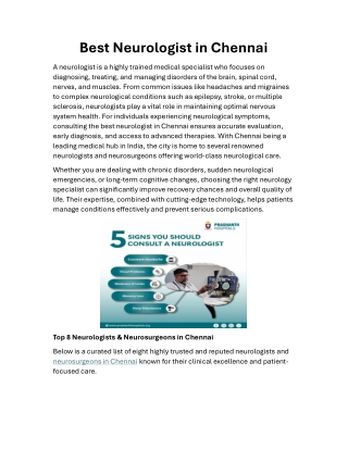 Best Neurologist in Chennai