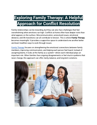 Exploring Family Therapy_ A Helpful Approach for Conflict Resolution