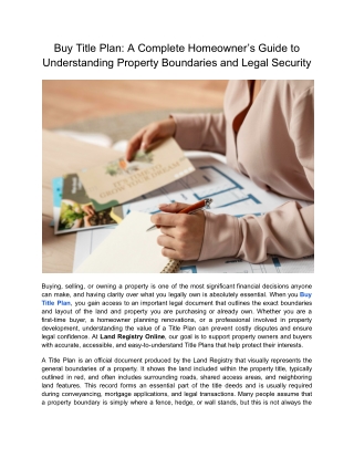 Buy Title Plan_A Complete Homeowner’s Guide to Understanding Property Boundaries and Legal Security