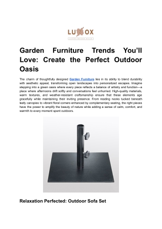 Garden Furniture Trends You’ll Love_ Create the Perfect Outdoor Oasis