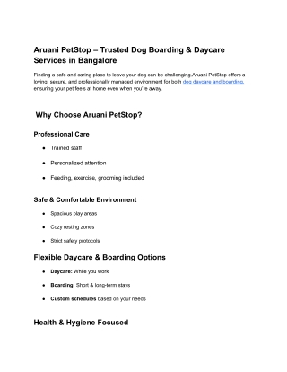 Aruani PetStop – Trusted Dog Boarding & Daycare Services in Bangalore