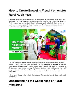 How to Create Engaging Visual Content for Rural Audiences