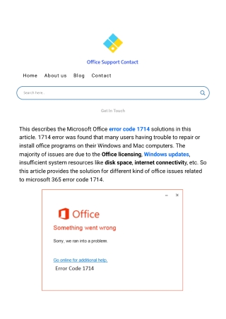 Microsoft Office error code 1714 solutions in this article.