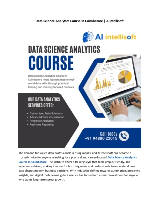 Data Science Analytics Course in Coimbatore