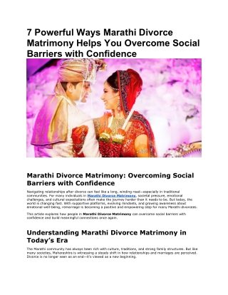 7 Powerful Ways Marathi Divorce Matrimony Helps You Overcome Social Barriers wit