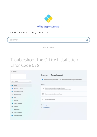 Troubleshoot the Office Installation Error Code 626