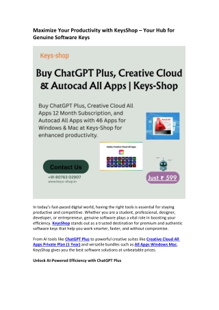 Maximize Your Productivity with KeysShop – Your Hu