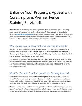 2- Enhance Your Property’s Appeal with Core Improve Premier Fence Staining Services IL