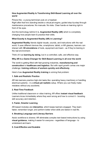 How Augmented Reality Is Transforming Skill training