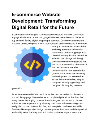 Ecommerce Website Development_ Transforming Digital Retail for the Future