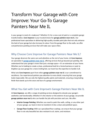 3- Transform Your Garage with Core Improve Your Go-To Garage Painters Near Me IL