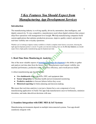 5 Key Features You Should Expect from Manufacturing App Development Services