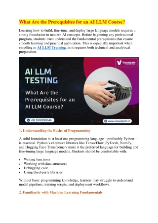 AI LLM Course | Best AI LLM Online Training in Hyderabad