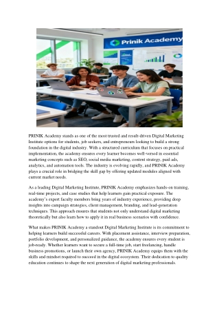 Best Digital Marketing Institute in Noida | Prinik Academy - AI Courses & 100% P