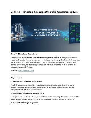 Timeshare & Vacation Ownership Management Software