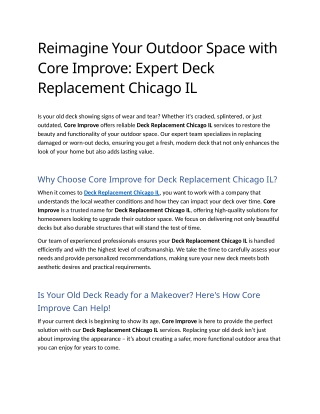 6- Reimagine Your Outdoor Space with Core Improve Expert Deck Replacement Chicago IL