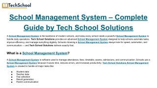 School Management System – Complete Guide by Tech School Solutions