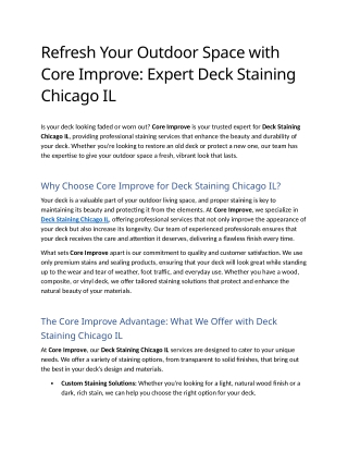 7- Refresh Your Outdoor Space with Core Improve Expert Deck Staining Chicago IL