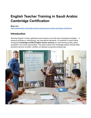 English Teacher Training in Saudi Arabia – Cambridge Certification Guide