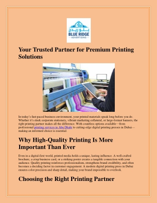 Your Trusted Partner for Premium Printing Solutions