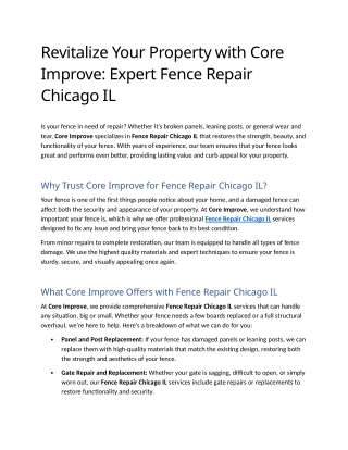 10- Revitalize Your Property with Core Improve Expert Fence Repair Chicago IL
