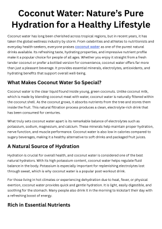 Coconut Water Nature’s Pure Hydration for a Healthy Lifestyle
