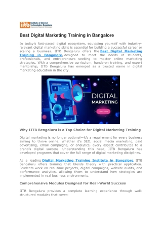 Best Digital Marketing Training in Bangalore