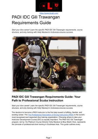 PADI IDC Gili Trawangan Requirements Guide: Mandatory Prerequisites for PADI Ins