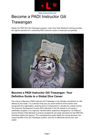 Become a PADI Instructor Gili Trawangan: Your Career Launch in the IDC Gili Isla