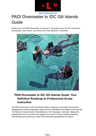 PADI Divemaster to IDC Gili Islands Guide: Seamless Transition to PADI Instructo