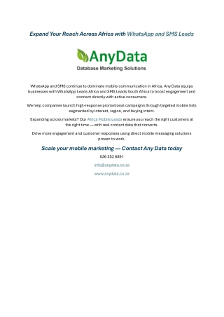 Expand Your Reach Across Africa with WhatsApp and SMS Leads