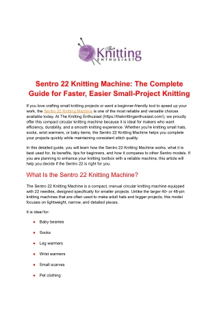 Sentro 22 Knitting Machine: The Complete Guide for Faster, Easier Small-Project