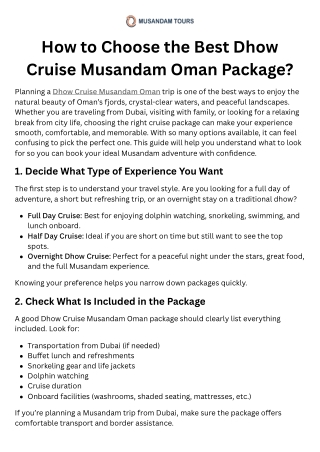 How to Choose the Best Dhow Cruise Musandam Oman Package