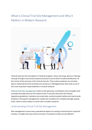 What Is Clinical Trial Site Management and Why It Matters in Modern Research