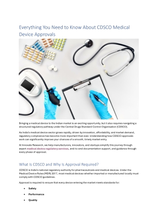 Everything You Need to Know About CDSCO Medical Device Approvals