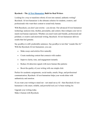 AI text humanizer_Byecheck