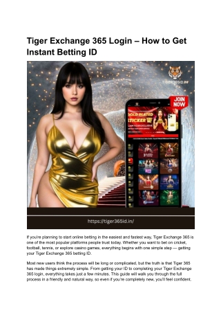 Tiger Exchange 365 Login – How to Get Instant Betting ID