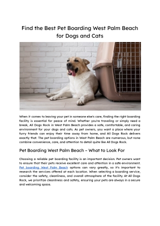 Find the Best Pet Boarding West Palm Beach for Dogs and Cats