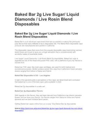 Baked Bar 2g Live Sugar