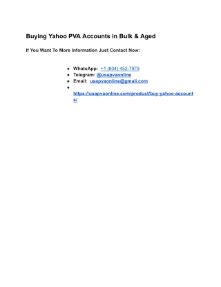 Buying Yahoo PVA Accounts in Bulk & Aged